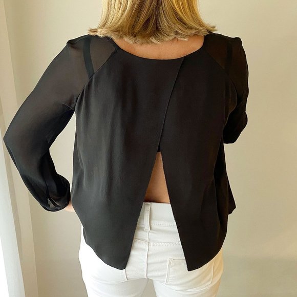 Wilfred black silk open back top - Picture 1 of 11